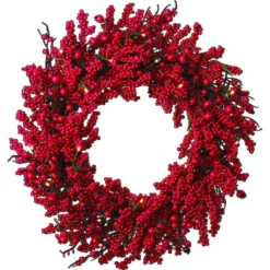 Holiday Living Christmas Wreath Berry Indoor Or Outdoor 24-in