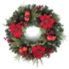 Holiday Living Christmas Wreath Poinsettia LED Battery-Operated 24-in