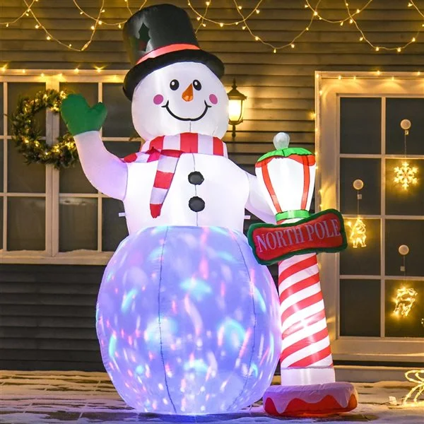 HomCom 8-ft Internal Light Snowman Christmas Inflatable