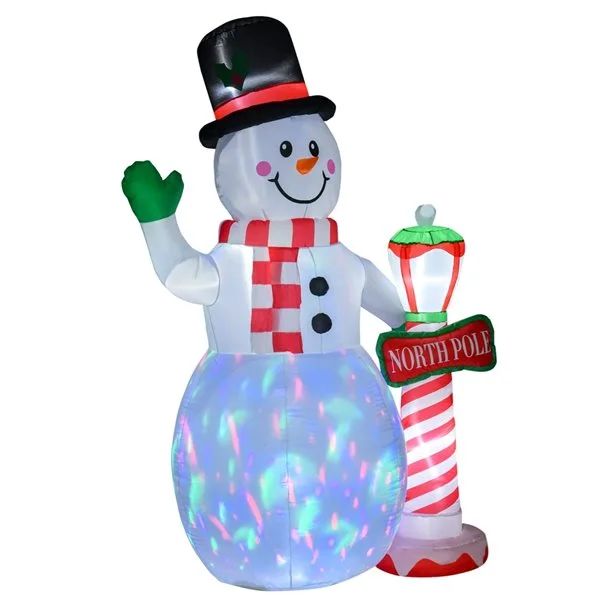 HomCom 8-ft Internal Light Snowman Christmas Inflatable - Image 3
