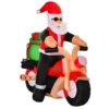 HomCom 5.5-ft Internal Light Santa With Motorcycle Christmas Inflatable