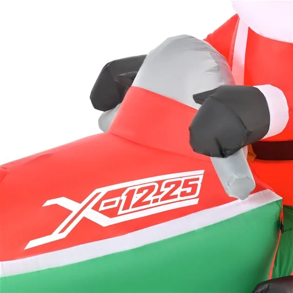HomCom 5-ft Internal Light Santa On Snowmobile Christmas Inflatable - Image 2