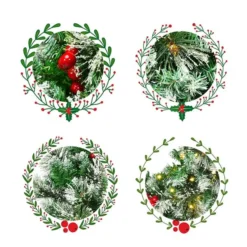 Costway 24-in Pre-Lit Indoor/Outdoor Battery-Operated Green Ornament Artificial Christmas Wreath With Warm White LED