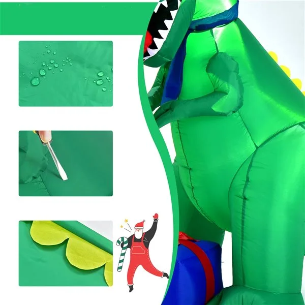 Costway 6-ft Internal Light Dinosaur With Presents Christmas Inflatable - Image 4