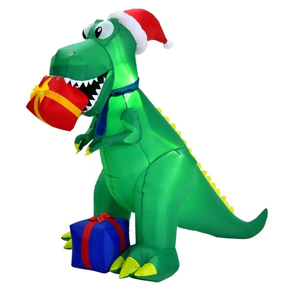 Costway 6-ft Internal Light Dinosaur With Presents Christmas Inflatable - Image 3
