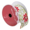 Northlight Poinsettia Print Gold Wired Christmas Craft Ribbon Spools