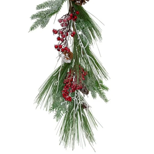Northlight 5.75-ft X 7-in Berries And Pine Cones Frosted Artificial Christmas Garland