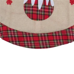 Northlight 48-in Burlap Plaid Tree Skirt With Christmas Puddings