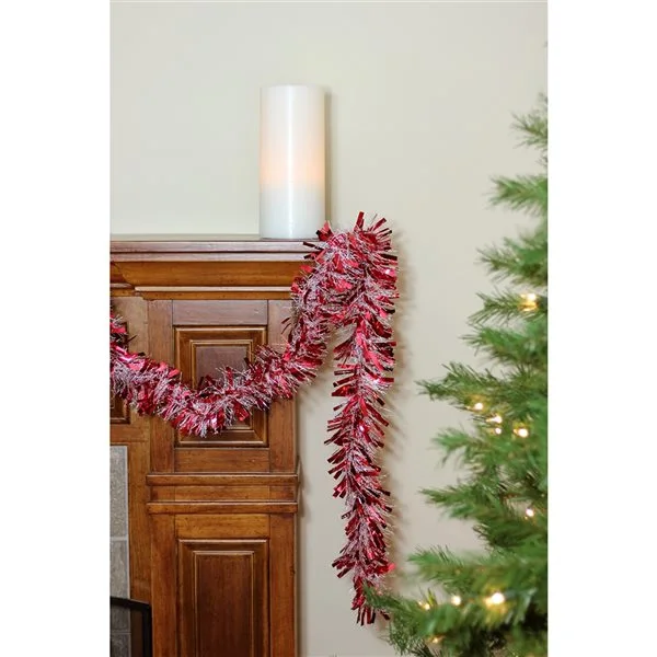 Northlight 50-ft X 4-in Red And White Wide Cut Snowblush Tinsel Christmas Garland - Image 3