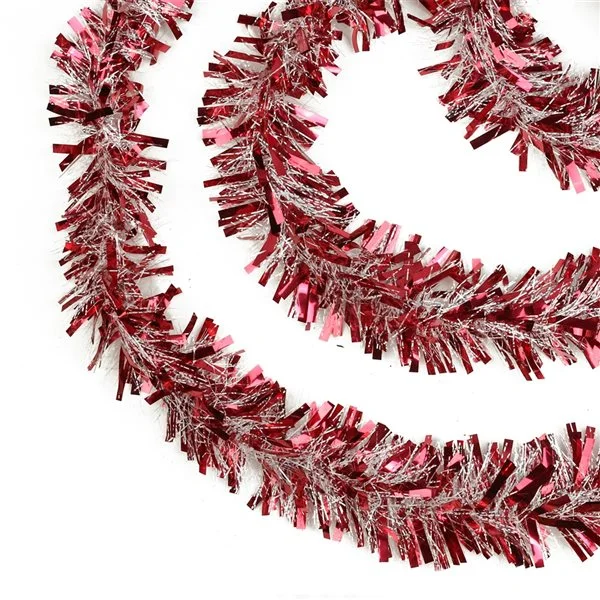 Northlight 50-ft X 4-in Red And White Wide Cut Snowblush Tinsel Christmas Garland