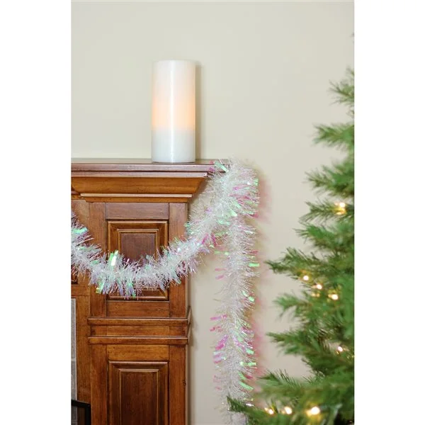 Northlight 50-ft X 4-in White Iridescent Wide Cut Tinsel Christmas Garland - Image 2