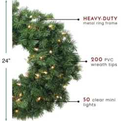 Northlight 24-in Pre-Lit Windsor Pine Artificial Christmas Wreath