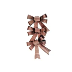 IH Casa Decor Shiny Bronze Triple Christmas Bow - Set Of 6