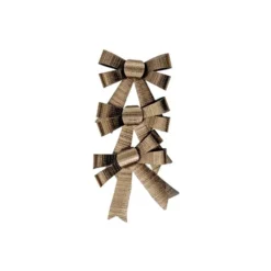 IH Casa Decor Gold Shiny Triple Christmas Bow - Set Of 6