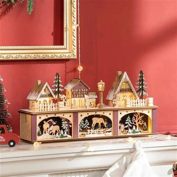 HOMCOM Pre-lit Christmas Village Winter Wonderland With LED Lights