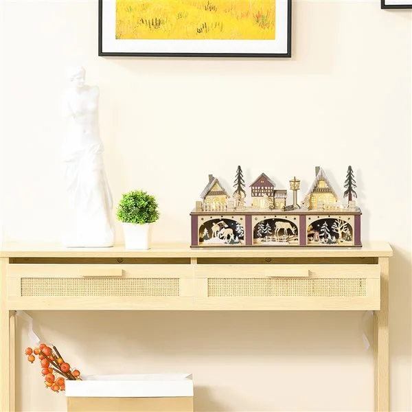 HOMCOM Pre-lit Christmas Village Winter Wonderland With LED Lights - Image 3