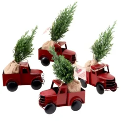 Tropi Co 12-in Pickup Decor And Live Mini Christmas Tree - Set Of 4
