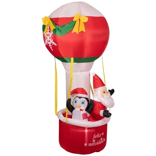 Northlight 8-ft Lighted Feliz Navidad Hot Air Balloon Christmas Inflatable Decoration - Image 3