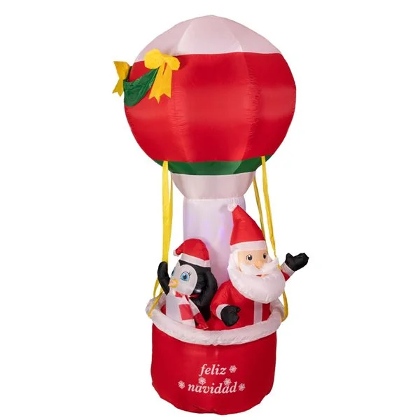 Northlight 8-ft Lighted Feliz Navidad Hot Air Balloon Christmas Inflatable Decoration - Image 2