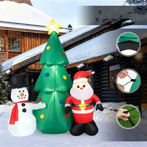 Costway 6-ft H Lighted Inflatable Santa Claus, Christmas Tree And Snowman - Image 2