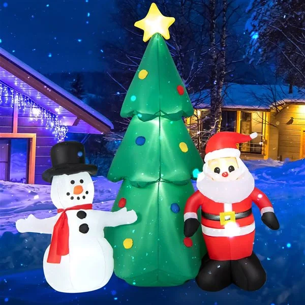 Costway 6-ft H Lighted Inflatable Santa Claus, Christmas Tree And Snowman - Image 5
