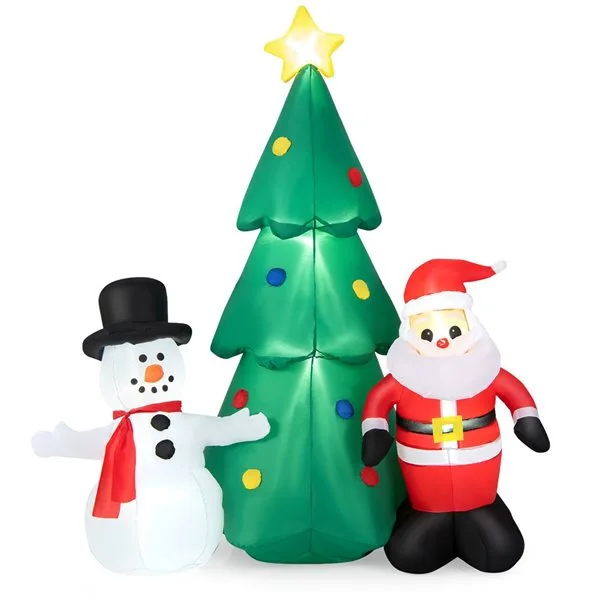 Costway 6-ft H Lighted Inflatable Santa Claus, Christmas Tree And Snowman - Image 3