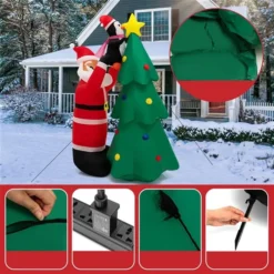 Costway 6-ft H Lighted Inflatable Christmas Tree, Santa Claus And Penguin