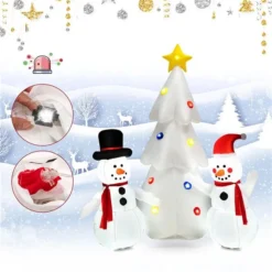 Costway 6-ft H Inflatable Snowmen And Christmas Tree With Built-in Rotating LED Lights