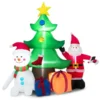 Costway 6.5-ft H Lighted Inflatable Christmas Tree, Snowman And Santa Claus
