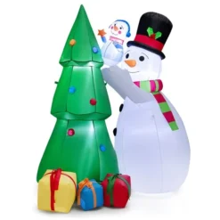 Costway 6-ft H Lighted Inflatable Snowman And Christmas Tree With Gift Boxes
