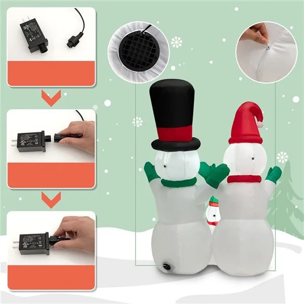 Costway 6-ft H Lighted Inflatable Christmas Snowmen - Image 4