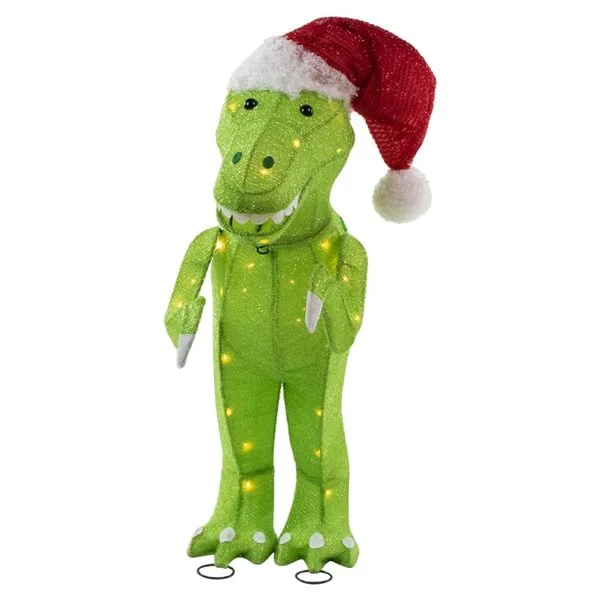 Northlight 30-in Santa T-Rex Dinosaur Outdoor Christmas Decoration With LED Lights