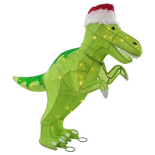 Northlight 30-in Santa T-Rex Dinosaur Outdoor Christmas Decoration With LED Lights - Image 3