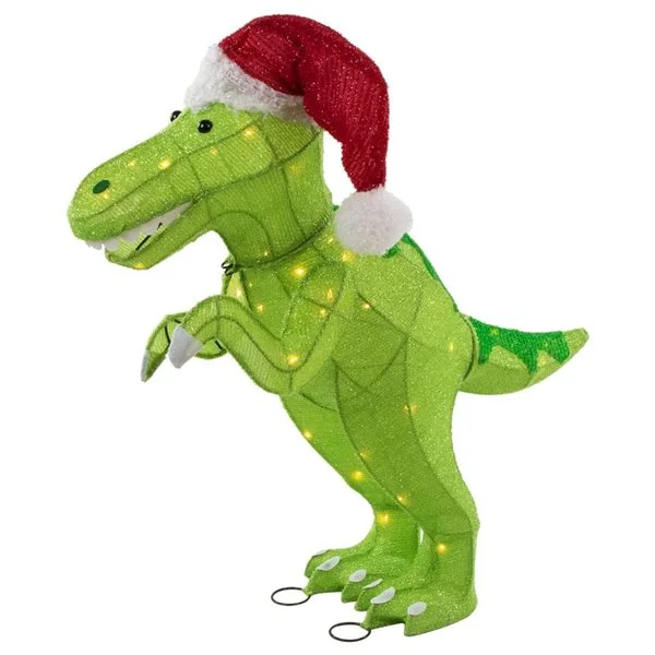 Northlight 30-in Santa T-Rex Dinosaur Outdoor Christmas Decoration With LED Lights - Image 4