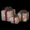 Northlight Set Of 3 12-in Red Plaid Gift Boxes Outdoor Christmas Decoration With Lights