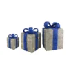 Northlight Set Of 3 10-in Silver And Blue Gift Boxes Christmas Decoration With Lights