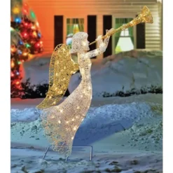 Northlight 48-in Silver And Gold Trumpeting Angel Christmas Decoration With Lights