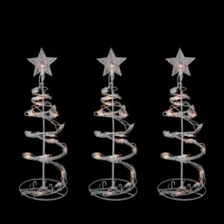 Northlight 18.5-in Outdoor Spiral Christmas Trees With Clear Incandescent Lights - Set Of 3