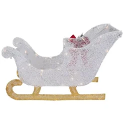Northlight 30-in White Glittery Christmas Sleigh With Clear LED Lights