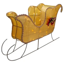 Northlight 36-in Lighted Gold Shiny Christmas Sleigh Outdoor Yard Decoration With Clear Lights
