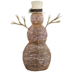 Northlight 4-ft LED Lighted Rustic Rattan Christmas Snowman