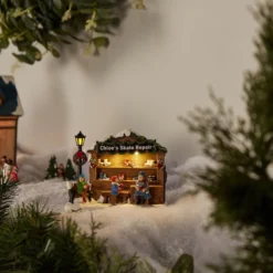 Carole Towne Chloe Skate Repair Shop Lighted LED For Christmas Village