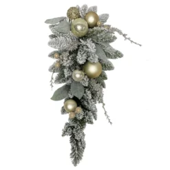 Holiday Living Christmas Artificial Gold Pine Ornament Teardrop 28-in