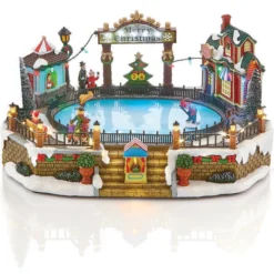 Carole Towne Christmas Village Musical Hockey Scene Multicolour